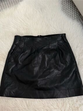 Aritzia Babaton Black Leather Mini Skirt